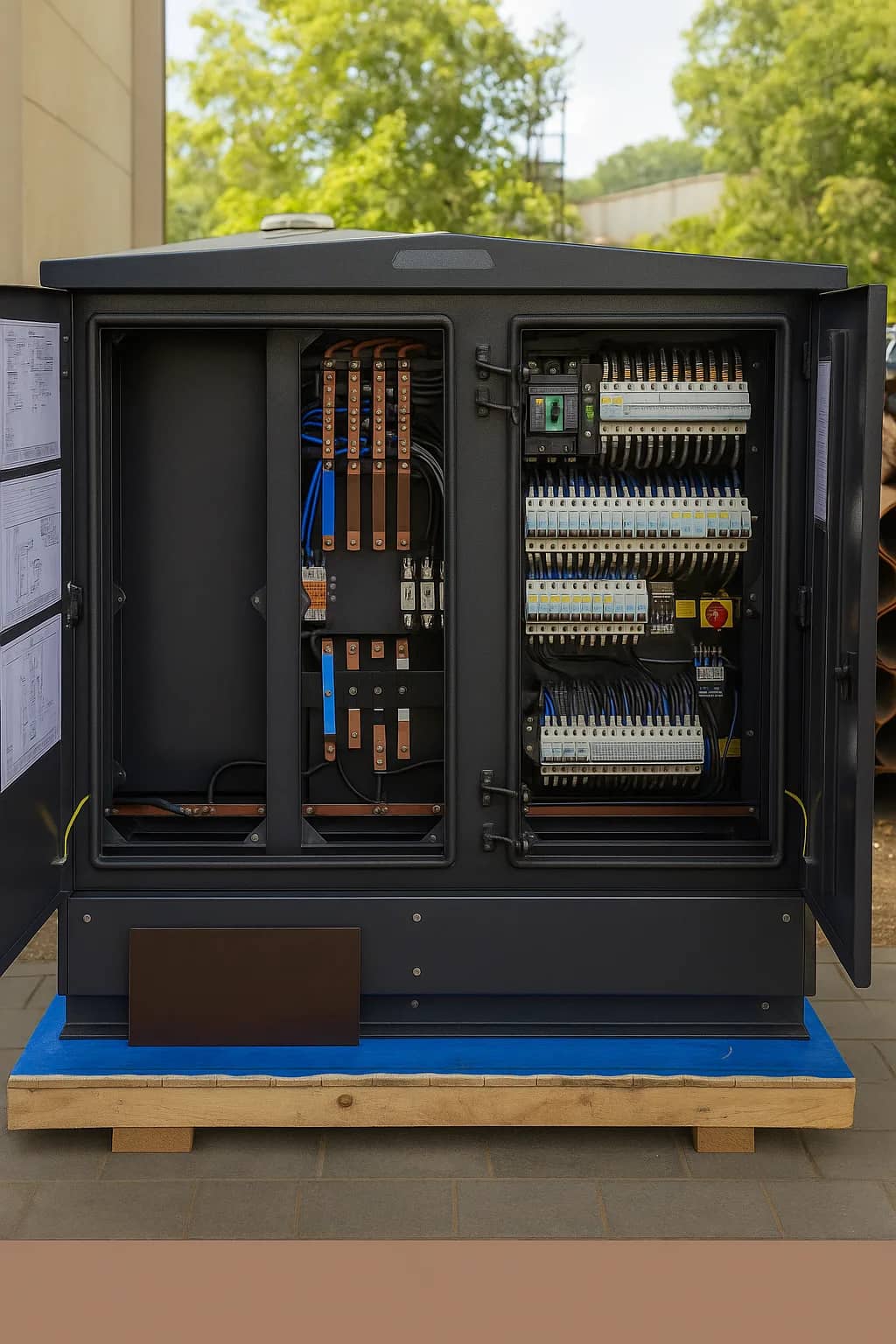 Linearity test panel with measurement and control equipment